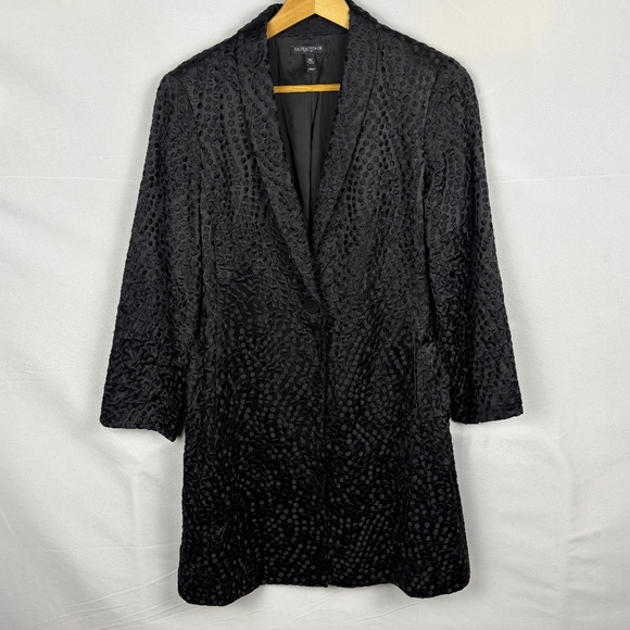 Eileen Fisher Embroidery Silk Long Jacket Sz PS Evening Formal Luxury Minimalist - Picture 1 of 12